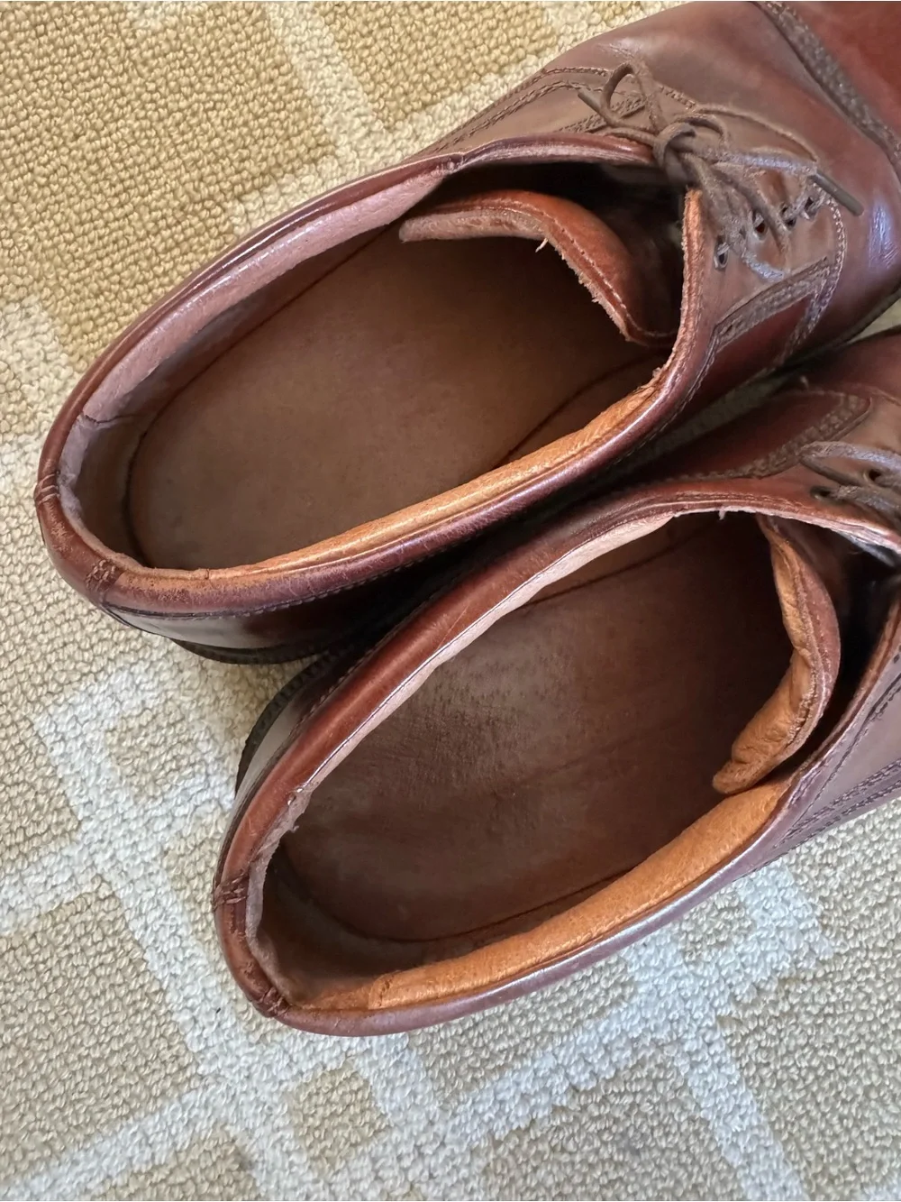 Johnston & Murphy Brown Leather Cap Toe Oxford Dress Shoes Made in Italy 10